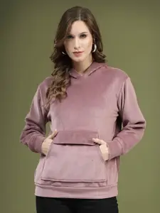 plusS Women Pink Hooded Sweatshirt