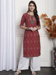 7Threads Ethnic Motifs Printed Straight Kurta