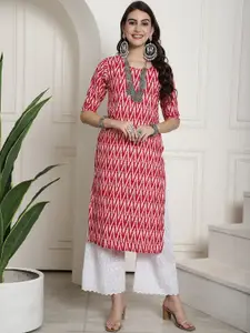 7Threads Chevron Printed Crepe Straight Kurta