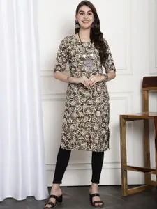 7Threads Floral Printed Straight Kurta