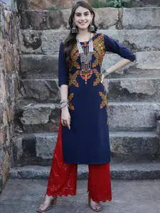 7Threads Ethnic Motifs Printed Straight Kurta