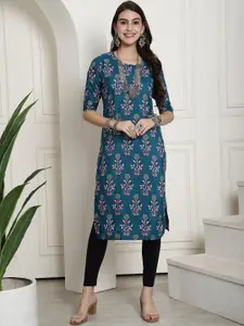 7Threads Floral Printed Straight Kurta