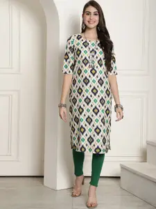 7Threads Ethnic Motifs Printed Straight Crepe Kurta