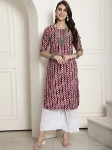7Threads Geometric Printed Straight Kurta