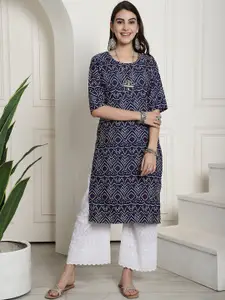 7Threads Bandhani Printed Crepe Straight Kurta