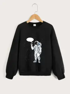 StyleCast Boys Black Graphic Printed Pullover Sweatshirt