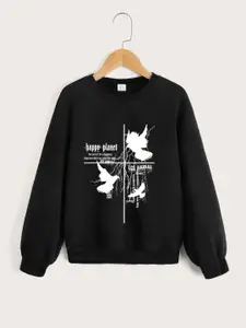 StyleCast Boys Black Graphic Printed Hooded Sweatshirt