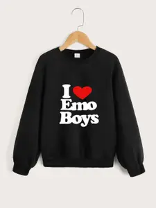StyleCast Boys Black Typography Printed Hooded Sweatshirt