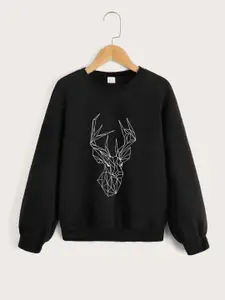 StyleCast Boys Black Graphic Printed Long Sleeves Sweatshirt
