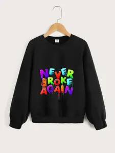 StyleCast Boys Black Typography Printed Pullover Sweatshirt