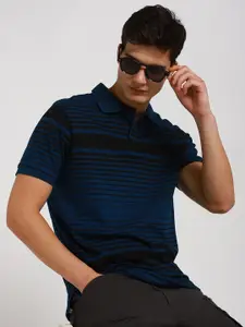 Dennis Lingo Striped Polo Collar Pure Cotton T-shirt
