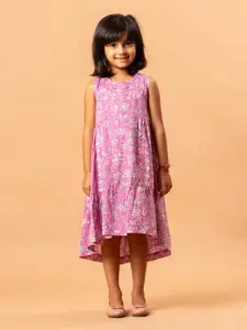 Sangria Girls Floral Printed Sleeveless Cotton  A-Line Dresses