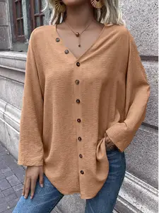 StyleCast Women Khaki Opaque Casual Shirt