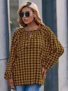 StyleCast Women Yellow Gingham Checks Opaque Checked Casual Shirt