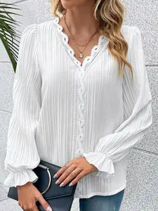 StyleCast Women White Opaque Casual Shirt