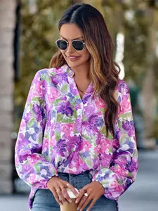 StyleCast Women Purple Floral Opaque Printed Casual Shirt