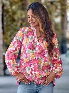 StyleCast Women Pink Floral Opaque Printed Casual Shirt