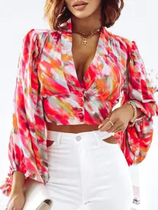 StyleCast Women Red Opaque Printed Casual Shirt