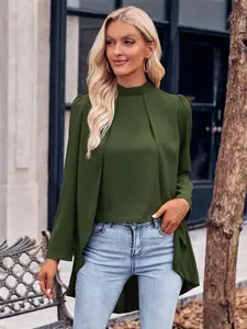 StyleCast Women Green Opaque Casual Shirt