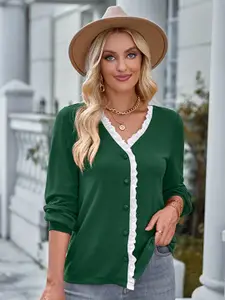 StyleCast Women Green Opaque Casual Shirt