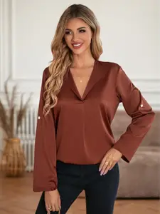 StyleCast Women Brown Opaque Casual Shirt