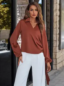 StyleCast Women Brown Opaque Casual Shirt