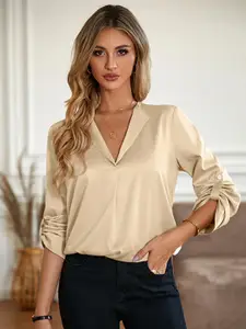 StyleCast Women Beige Opaque Casual Shirt