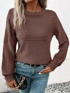 StyleCast Women Brown Cable Knit Pullover