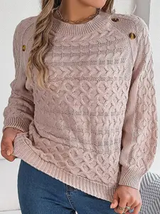 StyleCast Women Pink Cable Knit Pullover