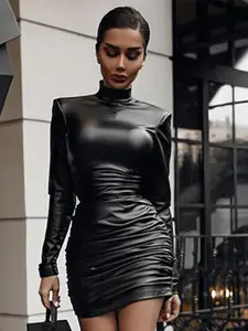StyleCast Black High Neck Bodycon Mini Dress