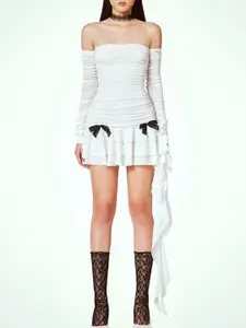 StyleCast White Off Shoulder Ruffled Bodycon Mini Dress