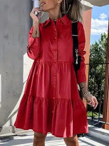 StyleCast Red Tiered Shirt Style Dress