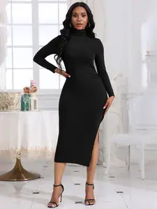 StyleCast Black High Neck Bodycon Midi Dress