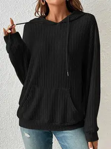 StyleCast Women Black Hooded Sweatshirt