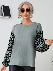 StyleCast Grey Animal Printed Pullover