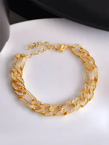 AQUASTREET Men Gold-Toned Handcrafted Gold-Plated Link Bracelet
