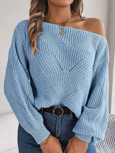 StyleCast Women Blue Cable Knit Pullover