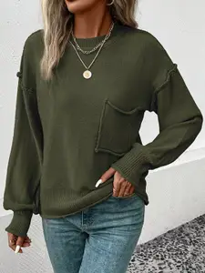 StyleCast Green Long Sleeves Acrylic Pullover
