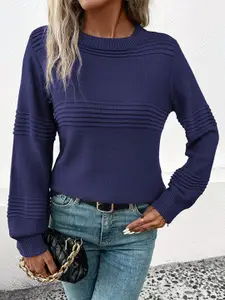 StyleCast Women Navy Blue Cable Knit Pullover