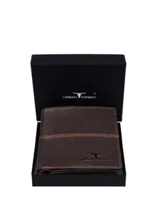 URBAN FOREST Men Brown Leather Two Fold Wallet