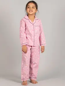 Zalio Girls Floral Printed Pure Cotton Night suit