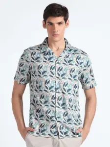 Flying Machine Cuban Collar Floral Printed Casual Shirt