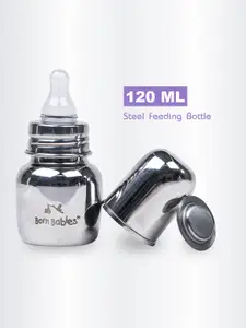Born Babies Kids Feeding Bottles With Anti-Colic Silicone Nipple & Travel Cap 120 ml