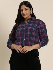 Qurvii+ Plus Size Comfort Checked Casual Shirt