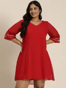 Qurvii+ Plus Size Georgette A-Line Dress