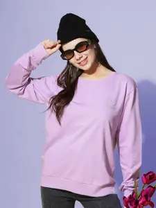 9shines Label Round Neck Cotton Longline Pullover Sweatshirt