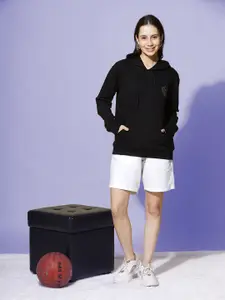 9shines Label Women Black Hooded Sweatshirt