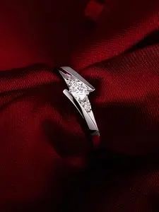 KARISHMA KREATIONS Silver-Plated CZ-Studded Adjustable Finger Ring