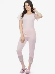 MAYSIXTY Women Pink Night suit
