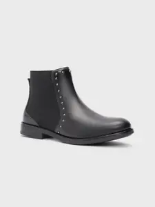 20Dresses Women Black Studded Mid-Top Chelsea Boots